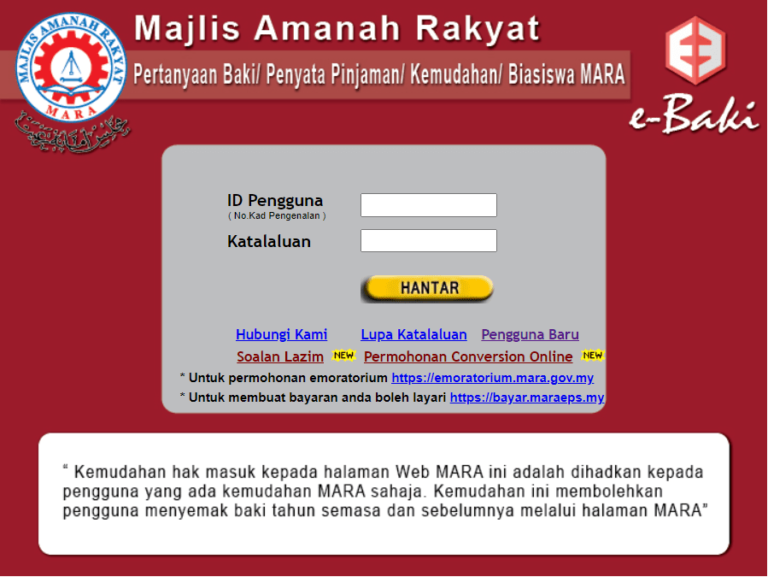 Semak eBaki MARA